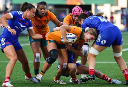 Australia's Amelia Whitaker fights for the ball