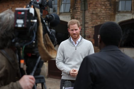 The Duke of Sussex speaking at Windsor Castle after the birth of his first child in 2019.