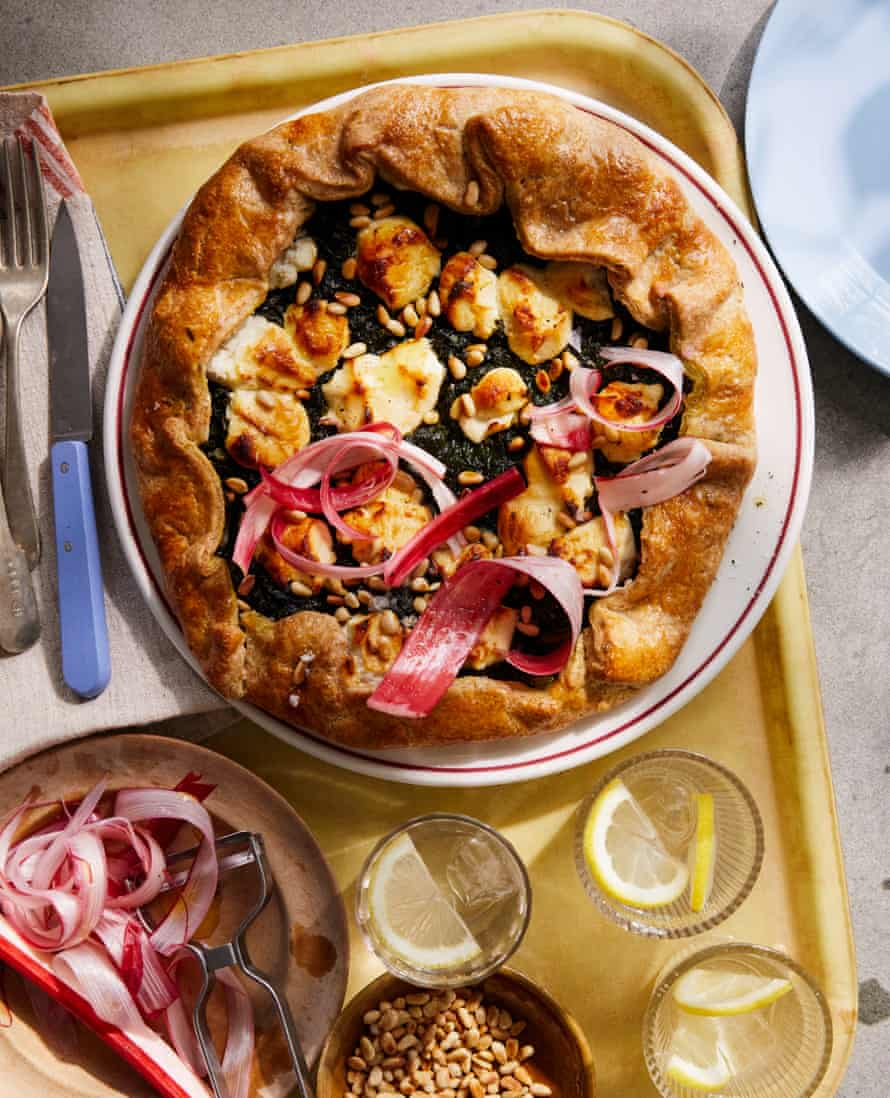 Ravinder Bhogal’s rhubarb, chard and goat’s cheese galette