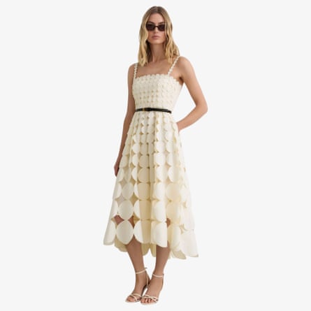 Reiss Gigi Textured Midi Dress, Cream
