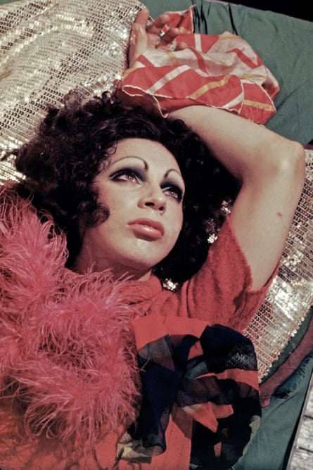 Holly Woodlawn photographed in her Greenwich Village apartment in 1970.