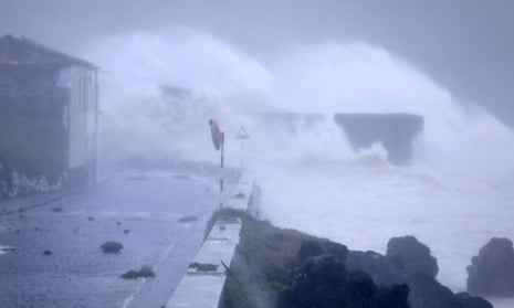 Hurricane Lorenzo lashes the seafront in Faial, the Azores. The storm is expected to hit Ireland’s west on Thursday.