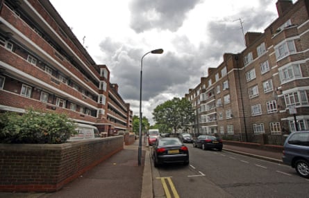 Red brick council blocks in the White City estate.