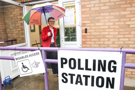 Labour Candidate Bev Craig arrives at a polling station in Didsbury on 30 July 2026 in Manchester.