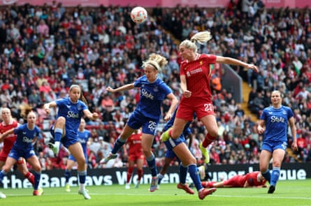 The Merseyside derby in the WSL took place at Anfield in May.