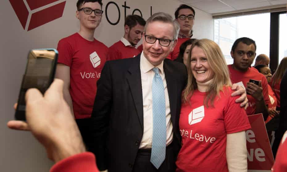 Justice secretary and chairman of the Vote Leave campaign committee, Michael Gove, at the group’s headquarters.