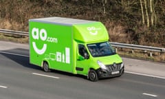 a vivid green AO delivery van