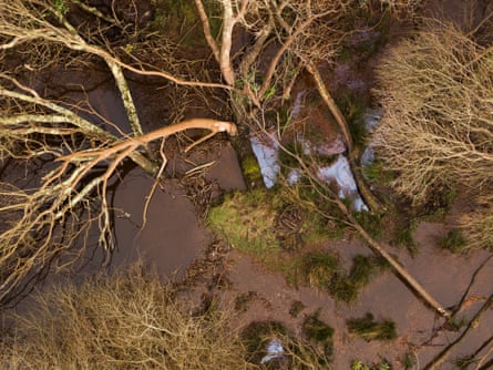 An aerial view of a dam in Purbeck, Dorset