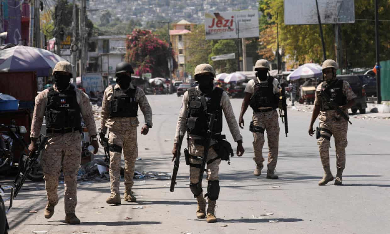 Police on patrol in Port-au-Prince on Friday. Photograph: Ralph Tedy Erol/Reuters