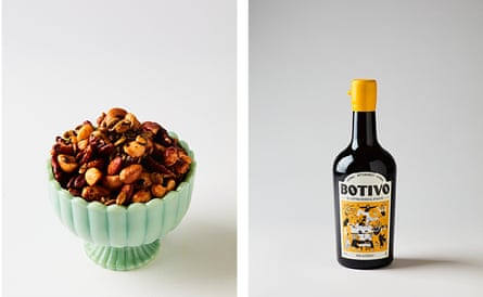 Spiced nuts (left)and Botivo.