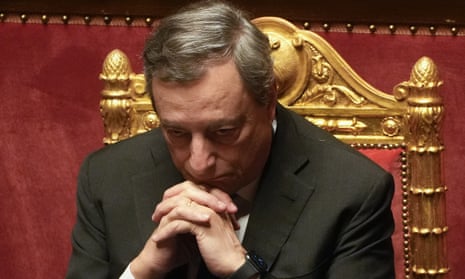 Mario Draghi attends the debate at the Senate in Rome on Wednesday.