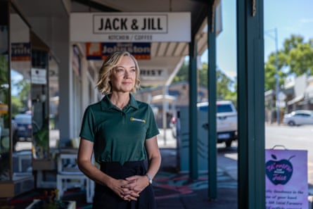 Mia Davies poses for a photograph in front of shops in Kalamunda