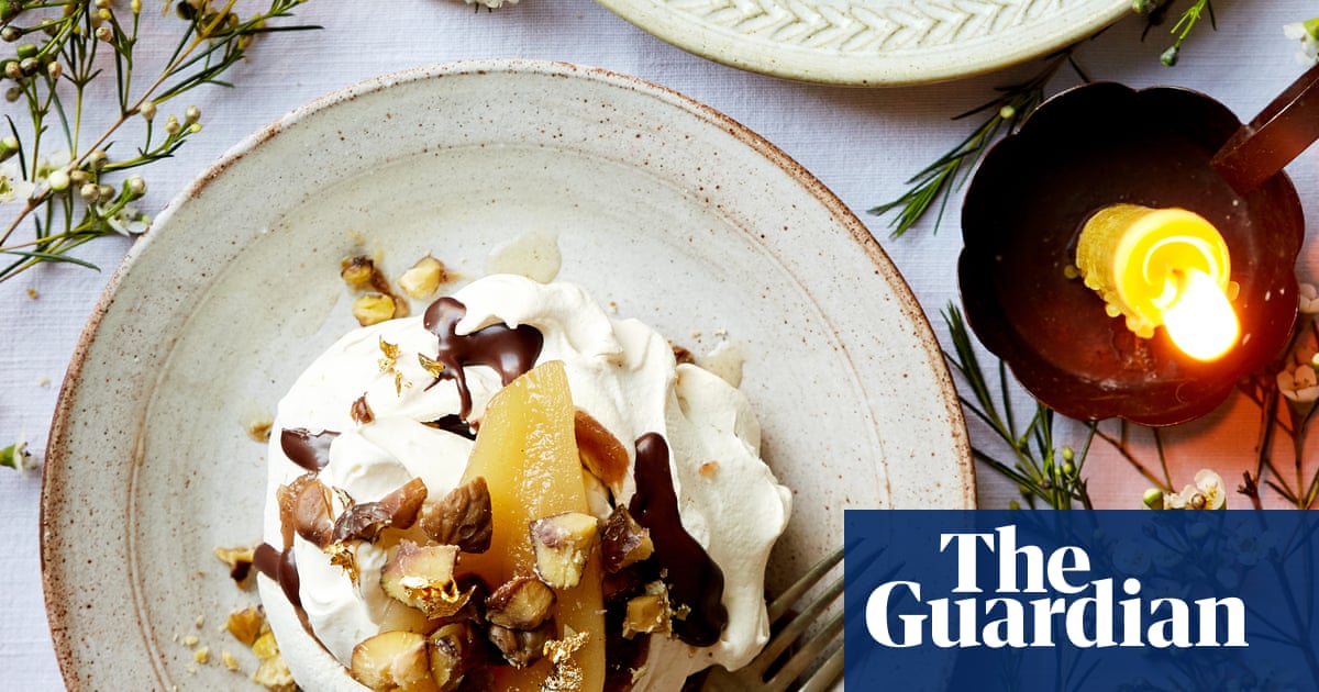 Flora Shedden’s Christmas desserts recipes for figgy crumble mince pies, boozy ice-cream, and choc pear meringues