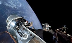 Apollo 9, 6 March 1969 Russell Schweickart’s photograph of David Scott in the command module hatch