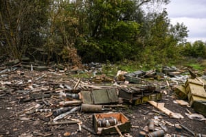 Abandoned weapons crates in Balakliya, Kharkiv