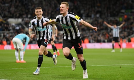 Sean Longstaff celebrates after opening the scoring against Southampton