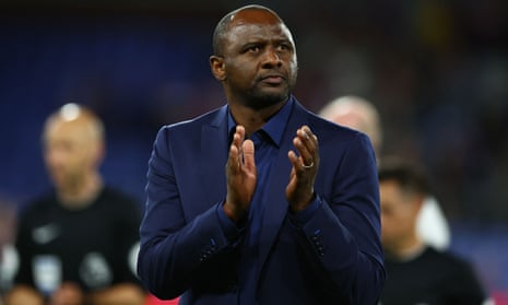 Patrick Vieira applauds the Selhurst Park faithful after Crystal Palace’s 2-0 defeat to Arsenal last Friday
