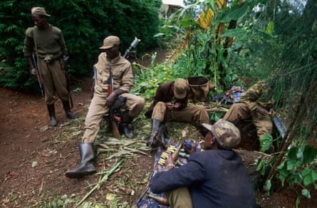 Tutsi rebels near Kigali during the civil war in Rwanda.