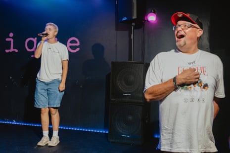 People sing karaoke