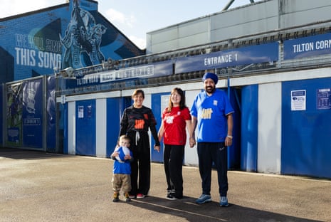 Birmingham City fans (from right) Micky, Caroline, her daughter Molly and grandson Jude