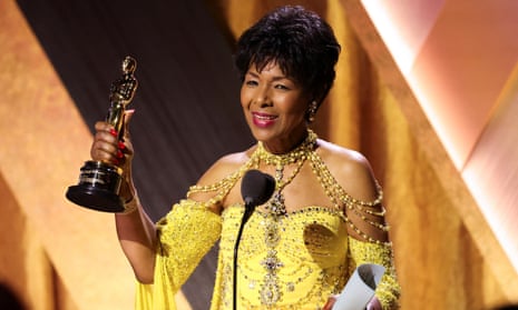 Palcy, director of A Dry White Season, with her Oscar.