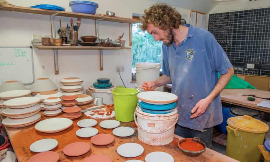 Callum Trudgeon, a production potter and former apprentice at Leach Pottery studio in St Ives, Cornwall.