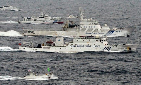 Japan’s coast guard shadows a Chinese  marine surveillance ship in the East China Sea in this 2013 image