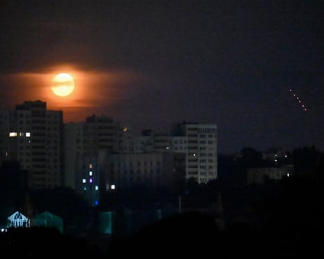 Ukrainian air defences deploy against Russian drones during a night strike in Kyiv amid the Russian invasion in Ukraine.