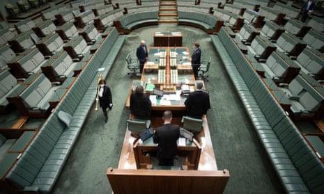The house of representatives chamber is adjourned this evening at 5pm until Tuesday 29th March 2022. Thursday 17th February 2022. Photograph by Mike Bowers. Guardian Australia.