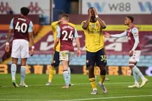 Eddie Nketiah shows his frustration after his header came back off the post.