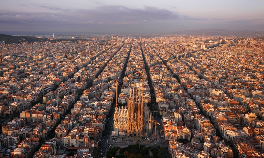 Barcelona’s Eixample district, with Antoni Gaudí’s Sagrada Familia in the foreground.