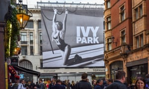 Beyoncé’s Ivy Park range being advertised outside Topshop in London.