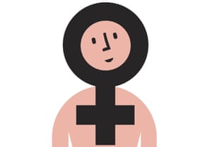 illustration of woman with female symbol over her