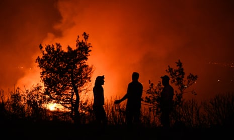 Wildfires rage in the Kınık district of İzmir, Turkey.