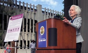 Los Angeles County Public Health Director Barbara Ferrer announces that another health screener at Los Angeles International Airport is one of two new confirmed coronavirus cases in the county at a Los Angeles news conference Friday, March 6, 2020.