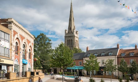 St Peter and St Paul church seen from Market Place, Kettering