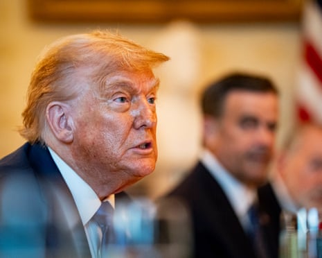 US president Donald Trump speaks during a dinner with Israeli prime minister Benjamin Netanyahu (not pictured) in the Blue Room of the White House in Washington, DC.