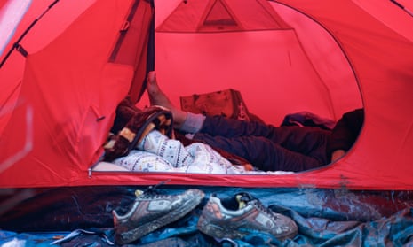 a migrant tent near Calais on 31 December 2022