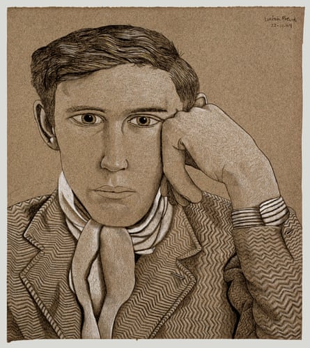 Portrait of a Young Man, 1944, black crayon and chalk on paper, by Lucian Freud.