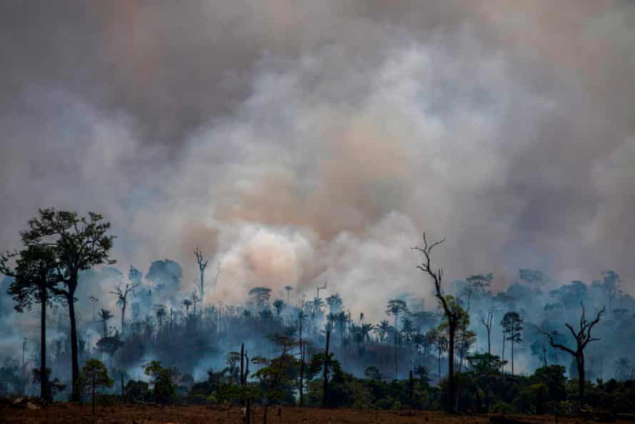 Smokes rises from forest fires in Altamira, Parà state, Brazil.