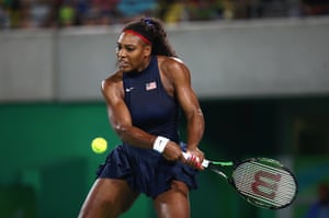 Serena Williams playing at the Rio Olympics.