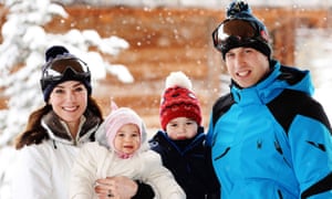 Happy families: Wills and Kate with Princess Charlotte and Prince George, on their recent skiing holiday.