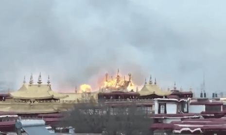 Fire at the Jokhang temple in the Tibetan capital, Lhasa.