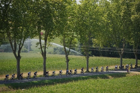 The pack rides during the fifth stage of the Tour de France