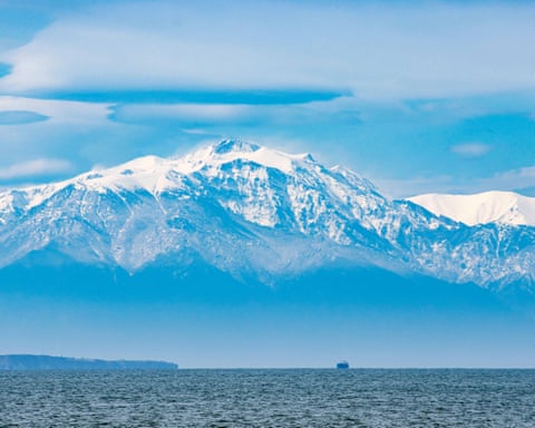 Mount Olympus covered in snow.