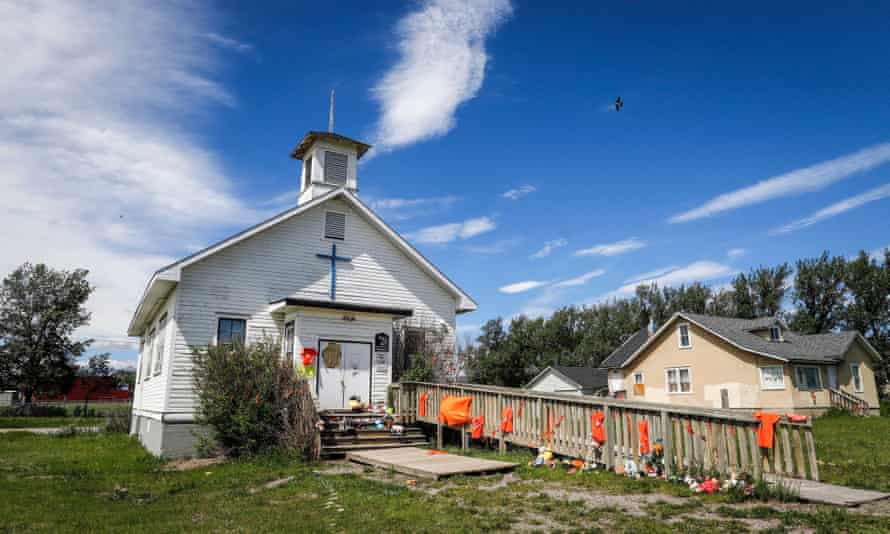 A memorial in Calgary to the children who died at Kamloops residential school in British Columbia. The government has vowed to investigate other possible burial sites.