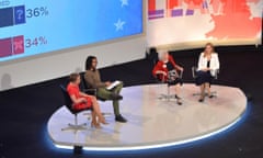 EU referendum<br>(left to right) Yvette Cooper, Akala, Ann Widdecombe and Louise Mensch during the Channel 4 EU referendum debate. PRESS ASSOCIATION Photo. Picture date: Wednesday June 22, 2016. See PA story POLITICS EU. Photo credit should read: Dominic Lipinski/PA Wire
