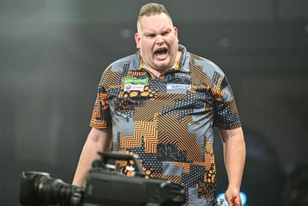 Wesley Plaisier celebrates after beating Gerwyn Price