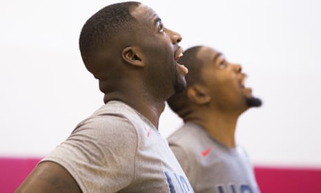Draymond Green, left, will compete alongside his Warriors team-mates Klay Thompson and Kevin Durant in Rio