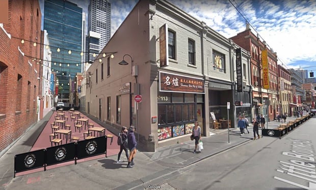 Computer generated plan for outdoor dining in Market Lane in Melbourne.